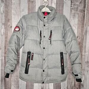 Canada Weathergear Insulated Grey Coat Parka Puffer Full Zip Youth Largec14/16